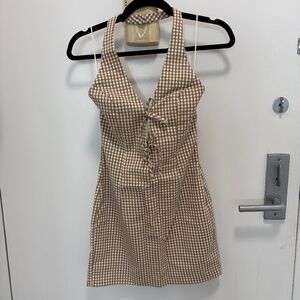 Zara Gingham Halter Dress sz M NWT